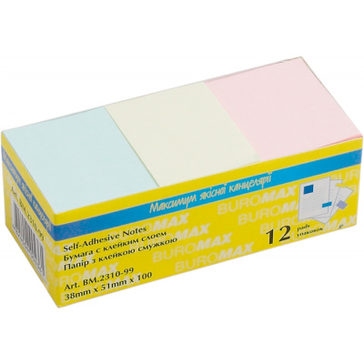 Блок паперу для нотаток PASTEL, 38х51 мм, 3 кол. по 100 арк. Блок паперу для нотаток PASTEL, 38х51 мм, 3 кол. по 100 арк.