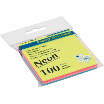 Блок паперу для нотаток NEON, 76х76 мм, 4 кол. по 25 арк. Блок паперу для нотаток NEON, 76х76 мм, 4 кол. по 25 арк.
