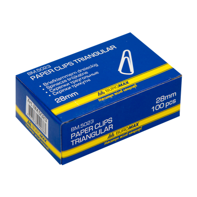 Скріпка 28мм Buromax BM.5023 нікель 100шт / уп. трикутні Скріпка 28мм Buromax BM.5023 нікель 100шт / уп. трикутні