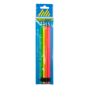 Олівець графітовий (набір) NEON, НВ, з ластиком, асорті, блістер 4 шт.
