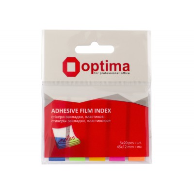 Стікери-закладки Optima, 45х12, 5 кол100 шт. O25531 Стікери-закладки Optima, 45х12, 5 кол100 шт. O25531